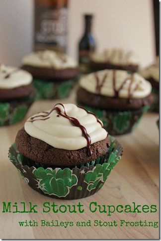 Stout Cupcakes with Baileys and stout frosting 