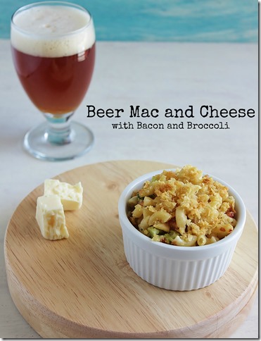 Beer Mac and Cheese with Bacon and Broccoli text