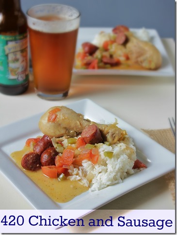 420 Chicken and Sausage text