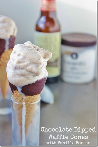 Chocolate Dipped Waffle Cones with Vanilla Porter
