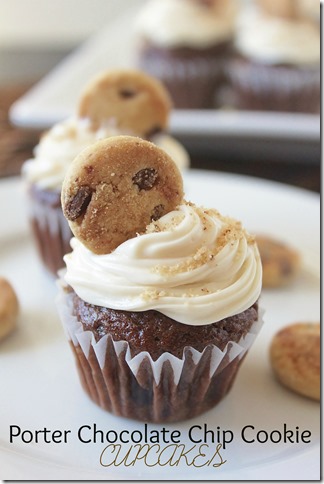 Vanilla Porter Chocolate Chip Cookie Cupcakes