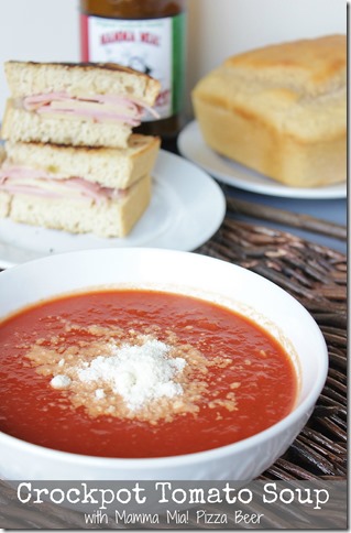 Crockpot Tomato Soup with Mamma Mia! Pizza Beer
