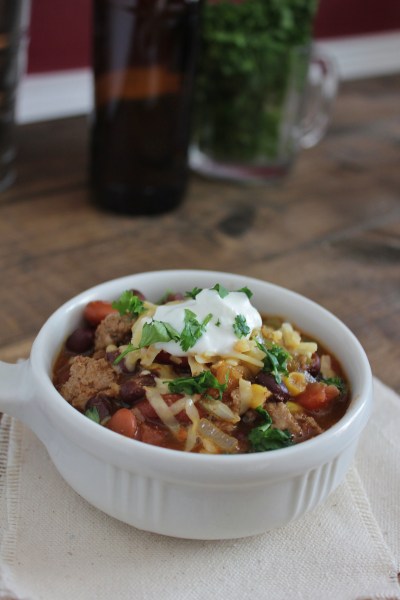 Three Bean Beer Chili ground turkey