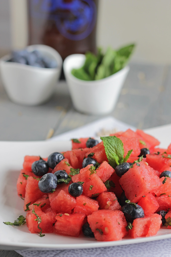 Watermelon Blueberry Mint Salad- Life Food and Beer